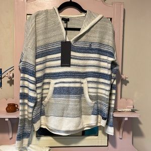 Brand New with tags beachy blue, white and gray pullover hoodie.